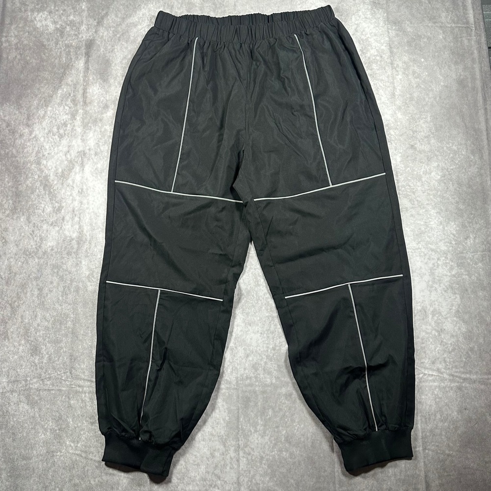 Shein Curve Womens 2XL Black Reflective Piping Joggers Elastic Waist Track Pants